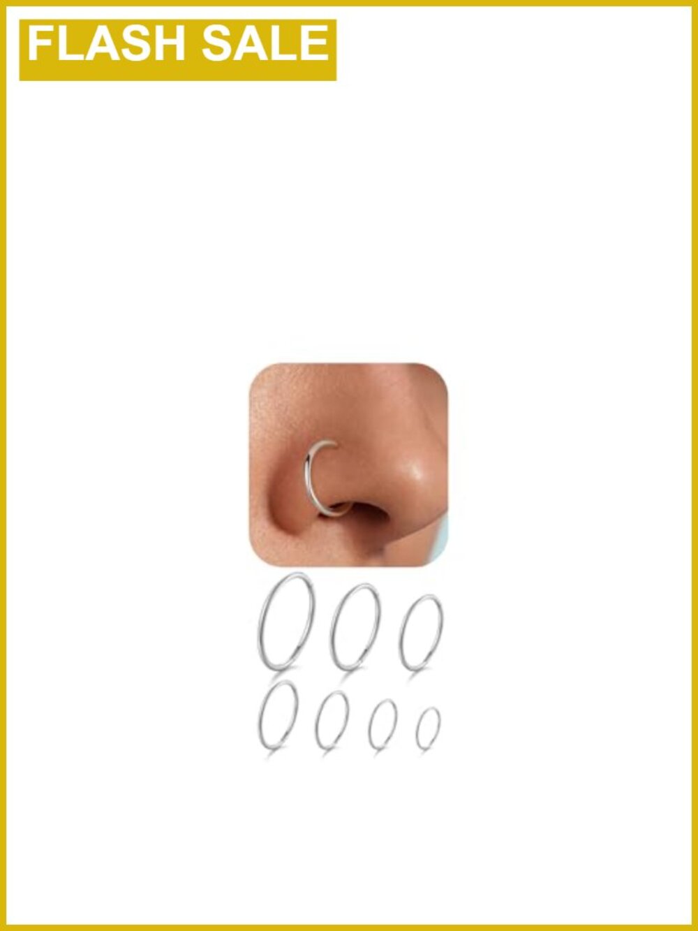 Titanium Nose Ring Hoop Earrings Set 18G 7 Sizes Hypoallergenic